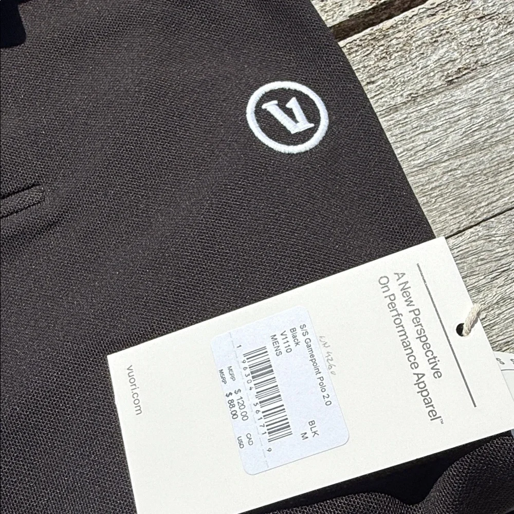 VUORI Gamepoint Polo BLACK Size medium NWT MENS‎